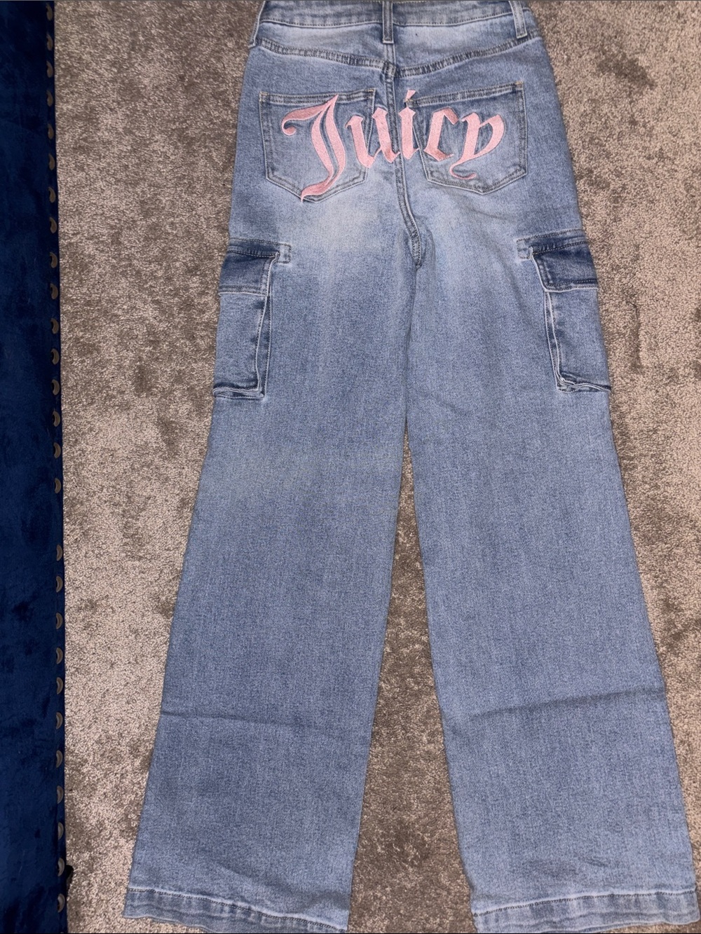 Juicy Couture Light Wash Wide-Leg Jeans with Pink Logo